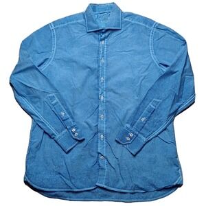 VAN LAACK ROYAL Men Size 17 1/2 Blue Dye Long Sleeve Button-Up Shirt
